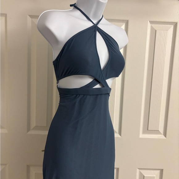 Dolls Kill Backless Halter Dress in Slate Blue - Picture 5 of 11
